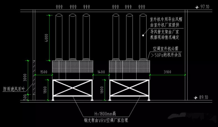 推拉门大样画法资料下载-多联机常用安装大样（CAD图片）