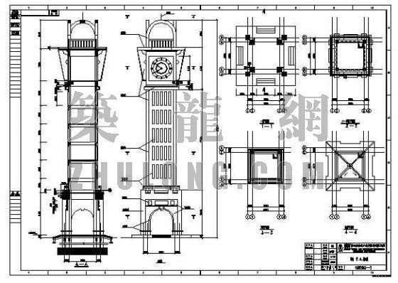 建筑设计平立剖面图资料下载-钟楼平立剖面图