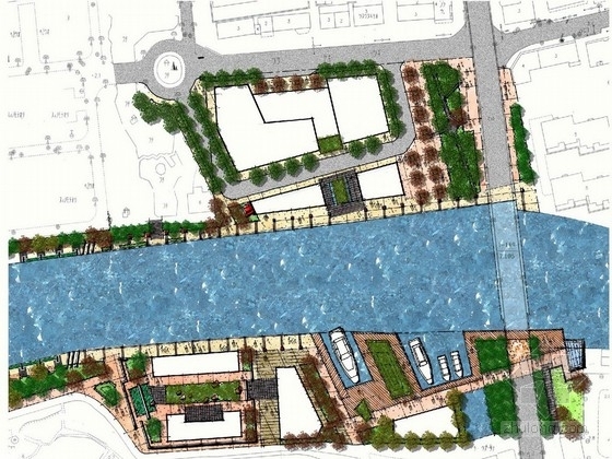 景观带设计方案CAD资料下载-[苏州]复古生态环城滨江景观带设计方案
