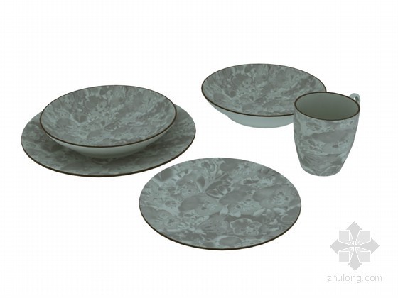 餐具3D模型资料下载-茶杯餐具3D模型下载
