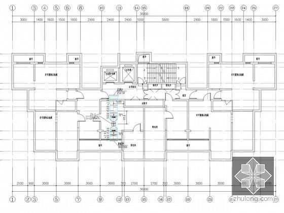 [山东]高层居住建筑采暖通风系统设计施工图-6号楼地下一层通风平面图