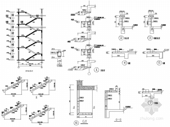 [山东]21层剪力墙结构住宅楼结构图（含建筑图）-楼梯图