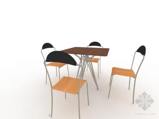 草图模型桌椅组合四人资料下载-四人餐桌组合