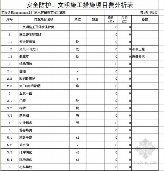 水厂土方工程资料下载-浙江某水厂原水管铺设工程清单报价（2011-06）