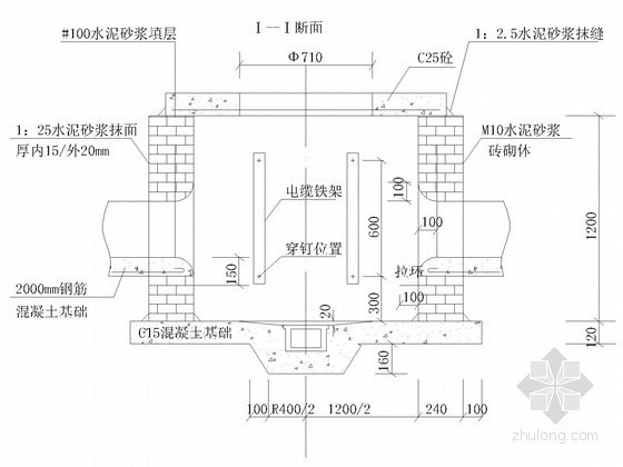 [四川]市政电气地下通讯管道工程电气施工图纸53张（含详细电气设计说明）-90×120手孔断面图 