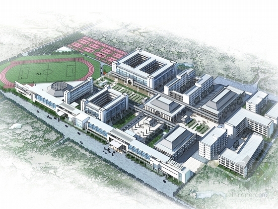 校园广场平面方案资料下载-[云南]现代风格中学校园规划及单体设计方案文本（含CAD）