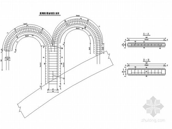 [重庆]公园园区景观桥梁工程全套施工图设计38张（钢筋混凝土拱桥）-拱桥拱圈钢筋图