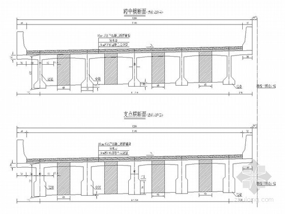 桥梁上部结构标准横断面图资料下载-简支T梁桥上部构造标准横断面图