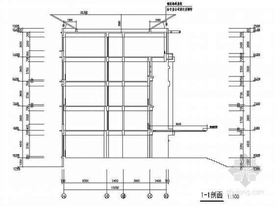 [徐州]某五层社区服务中心建筑施工图-剖面 