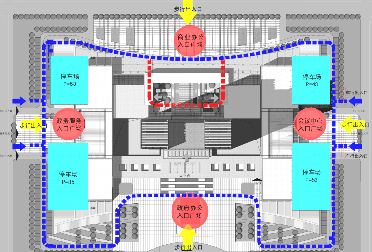 兰州市行政中心建筑设计方案文本-流线分析图