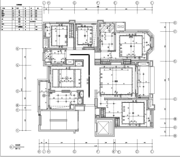 [安徽]华地紫园501户型样板房室内施工图设计（CAD+实景图）-灯具定位图