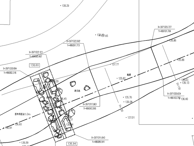 [水利]青岛河道治理工程招标文件（含施工图）-河坝平面图