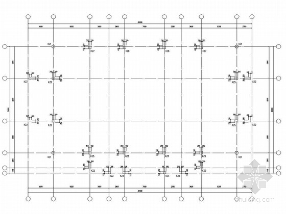 [安徽]空间网架结构风雨操场结构图-柱平法施工图 