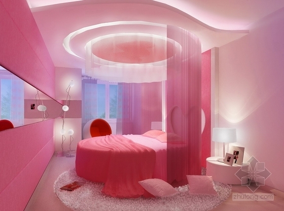 [沈阳]浪漫婚房现代一居室样板间室内装修图（含效果）婚房效果图