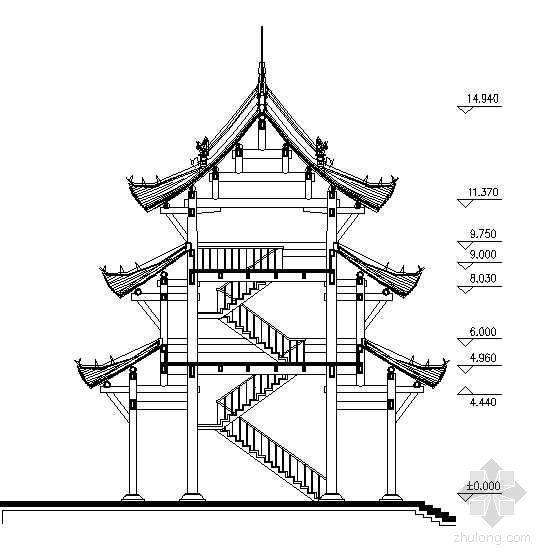 某寺庙古建筑设计方案图-2