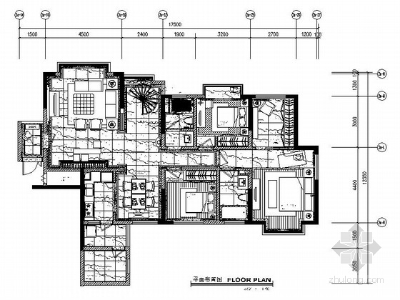 现代四居室设计图资料下载-[湖南]高档现代四居室样板房室内装修施工图