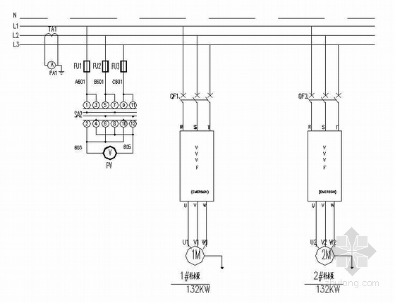 换热站循环泵原理图资料下载-直供换热站132KW循环泵变频控制原理图