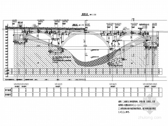 石拱桥建筑施工图资料下载-20+35+20m连拱空腹式石拱桥全套施工图（21张）