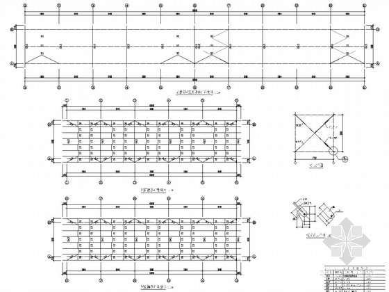 [重庆]单层轻钢结构车间厂房结构图（含建筑图）-屋面檩条布置图 