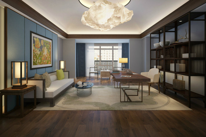小客厅装修与设计资料下载-现代东南亚风格小户型客厅装修效果图