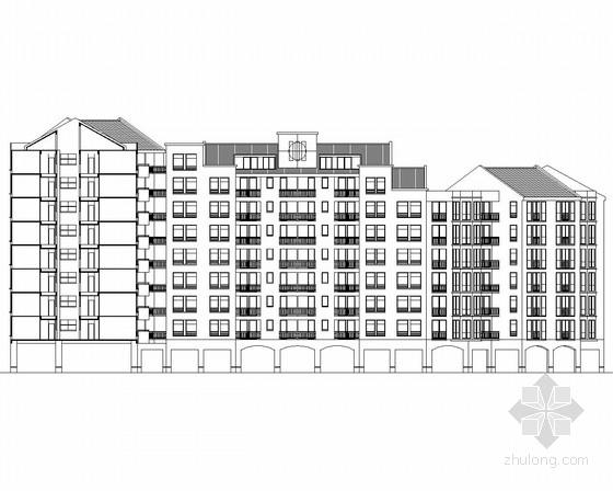 二层中式楼su资料下载-[深圳]某八层中式风格住宅楼建筑方案图