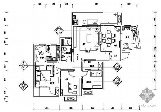 90平三室两厅剖面图资料下载-某三室两厅全套装饰施工图