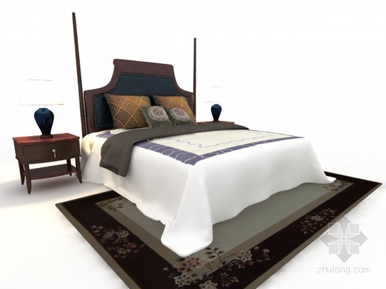 美式休闲风情居室资料下载-美式风格休闲床