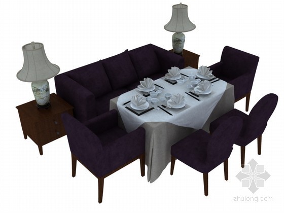休闲餐桌3d模型资料下载-欧式休闲餐桌3D模型下载