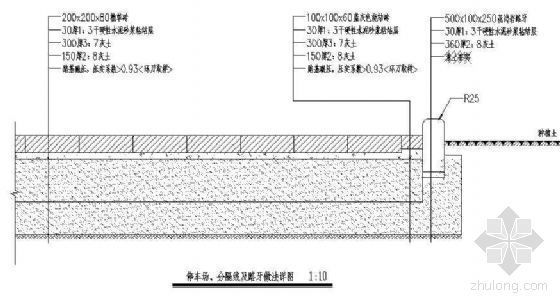 停车场嵌草地做法资料下载-停车场、分隔线及路牙做法详图