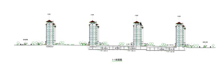 [内蒙古]现代方格构图住宅小区建筑设计方案文本（16年含CAD）-现代风格方格构图住宅小区建筑剖面图