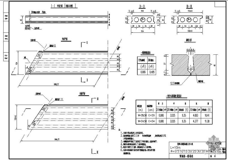 空心板预制板资料下载-某L10m装配式钢筋混凝土空心板预制板一般节点构造详图