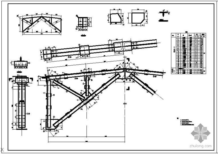 轻型屋面钢天窗架资料下载-某6米跨钢天窗架节点构造详图