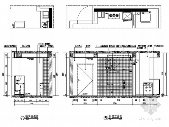[郑州]黑白搭配现代风格两居室样板房装修图（含效果）厨房立面图
