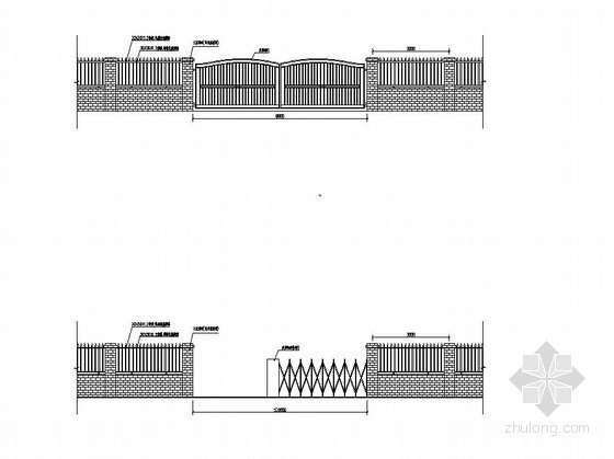 工厂铁艺大门CAD资料下载-小区入口铁艺大门施工图
