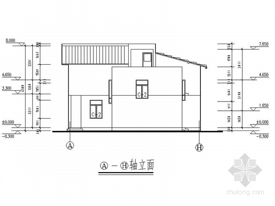 [农村自建房]两层别墅住宅建筑施工图(约200平方米)-两层别墅住宅建筑立面图