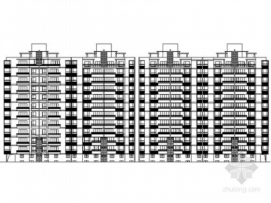 住宅顶层平面图CAD资料下载-某十二层板式住宅（顶层复式）建筑施工图