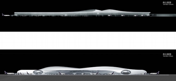 [新疆]大型现代风格国际机场设计方案文本（双语文本）-大型现代风格国际机场设计立面图
