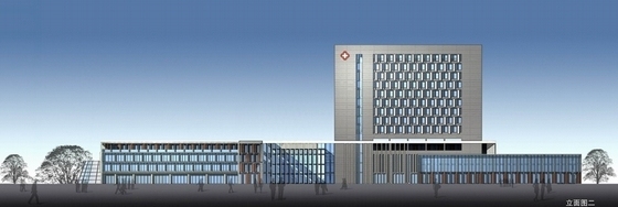 [浙江]13层现代风格医院规划及单体设计方案文本(含CAD)-医院规划立面图