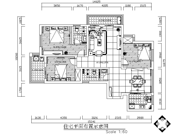 简欧客厅地面施工图资料下载-现代简欧混搭风格样板间施工图（含效果图）