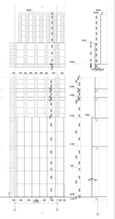 [重庆]高层知名玻璃幕墙酒店建筑立面设计施工图（含效果图）-高层知名玻璃幕墙酒店建筑详图