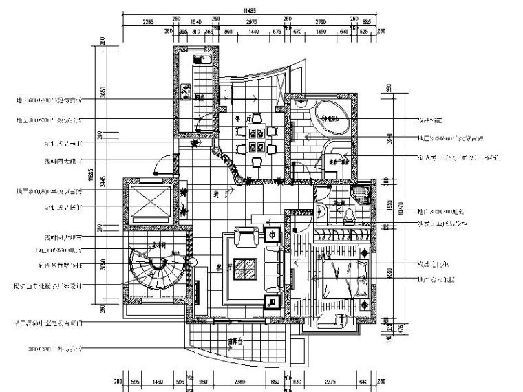 南京金陵图书馆平面图资料下载-[南京]欧式风格复式住宅室内设计施工图（含效果图）