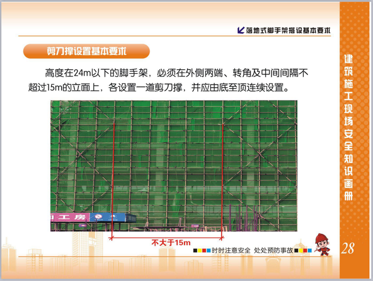 建筑施工现场安全知识画册之脚手架（共58页，图文详细）-剪刀撑设置基本要求