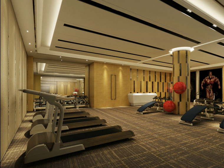 室内健身房cad资料下载-现代健身房3D模型下载
