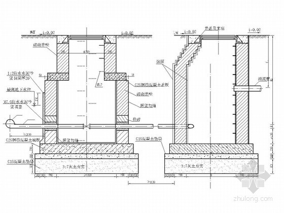 [陕西]农村供水工程初步设计报告(附施工详图)-排空井剖面施工图 