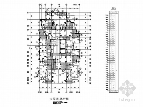 [四川]32层框支剪力墙结构住宅楼结构施工图-12号住宅楼7层结构平面图 