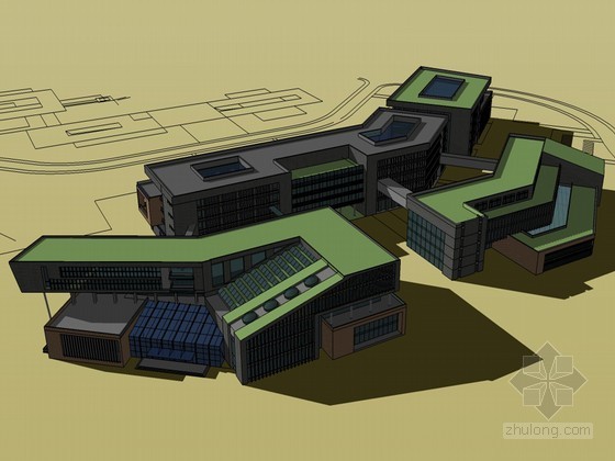 华亚科技总部大楼设计资料下载-科技产业大楼SketchUp模型下载
