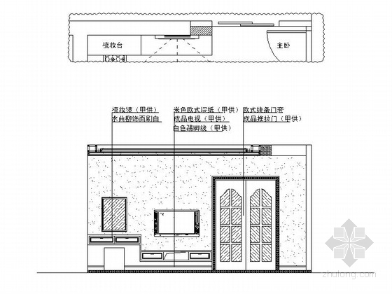 [江西]奢华欧式风格两室一厅家居CAD施工图（含效果图） 