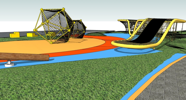 知名地产金樾公馆新亚洲风格住宅展示区景观SU模型-新亚洲风格住宅展示区景观SU模型——儿童活动区