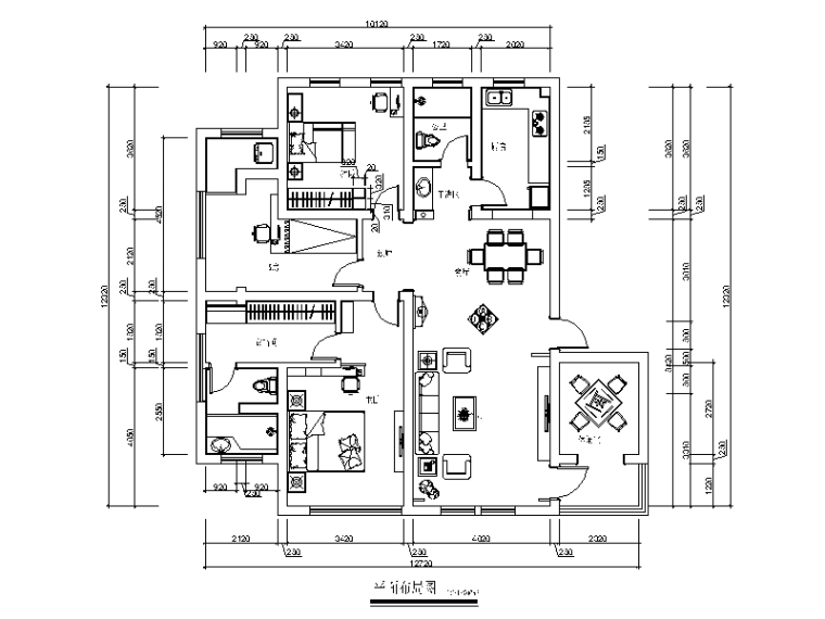 厨房混搭装修效果图资料下载-混搭风格样板房CAD施工图（含效果图）