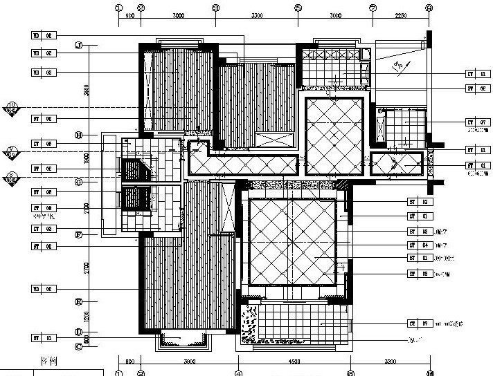 [广东]深圳华强城130㎡样板间施工图设计（附效果图）-地材铺装图